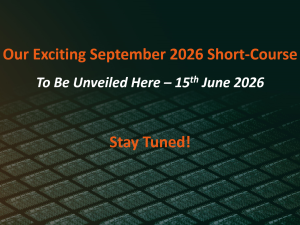 September 2026 Short-Course - To Be Unveiled Here - 15th June 2026